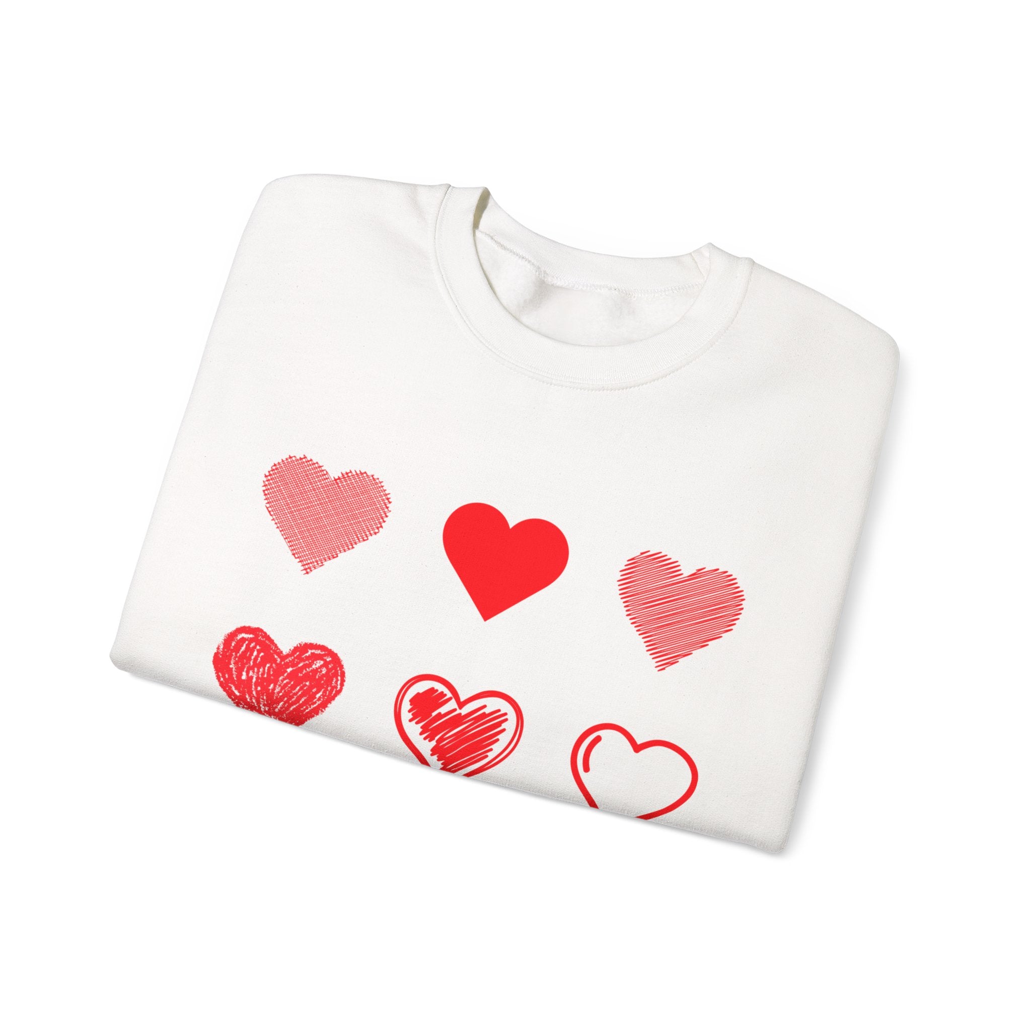 Red Heart Grid Sweatshirt | Valentine Hearts Crewneck