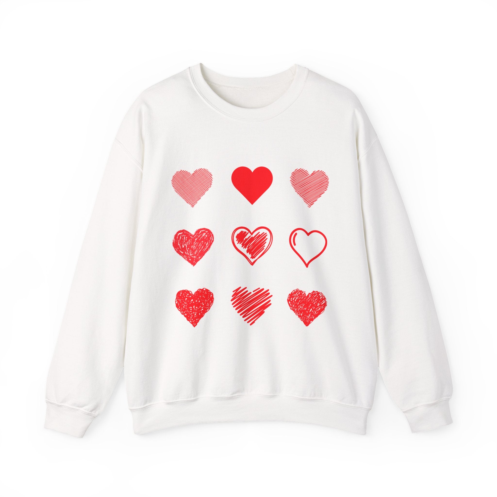 Red Heart Grid Sweatshirt | Valentine Hearts Crewneck