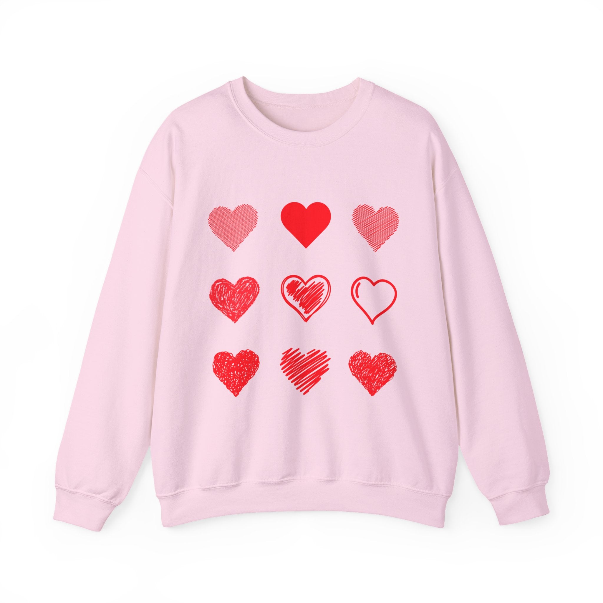 Red Heart Grid Sweatshirt | Valentine Hearts Crewneck