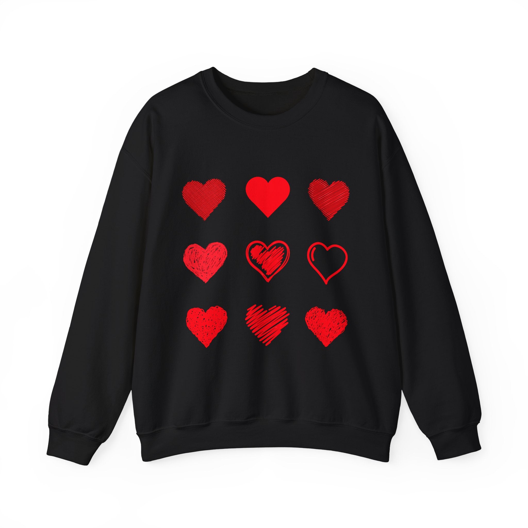 Red Heart Grid Sweatshirt | Valentine Hearts Crewneck